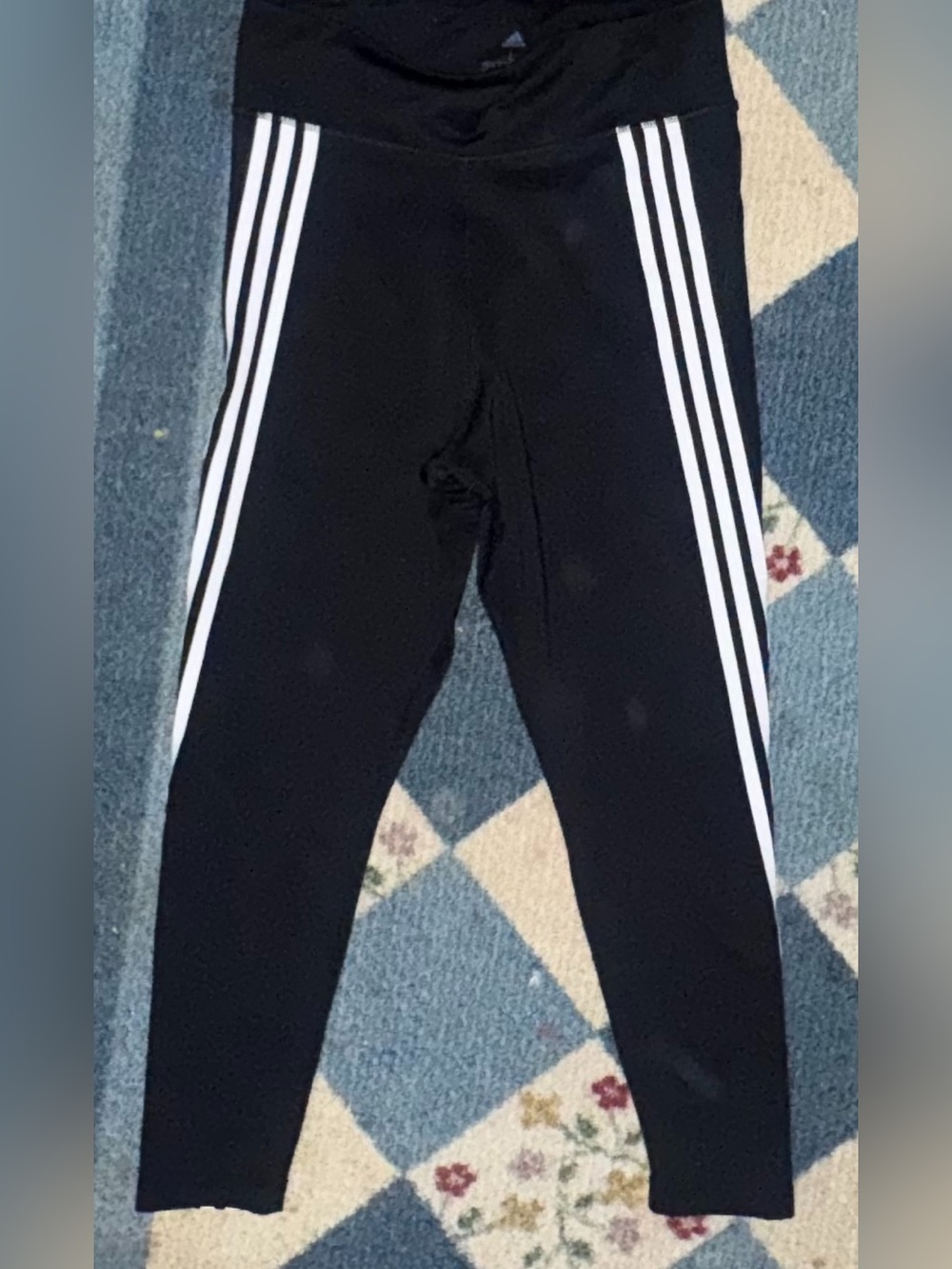 adidas Black Leggings with White Triple Stripes